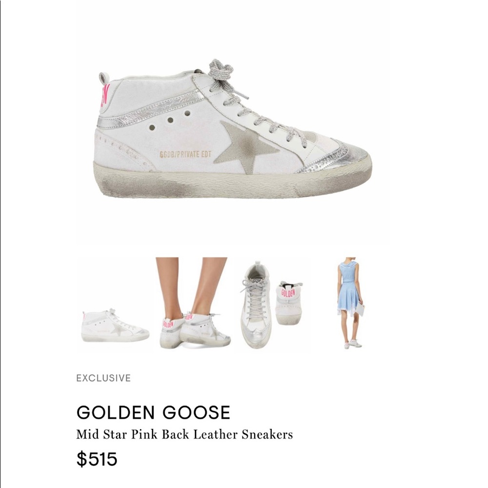 Golden Goose Silver and White Mid Star Sneakers